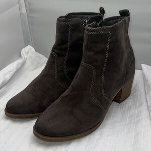 Rowen Brown Suede Ankle Boots with Side Zip